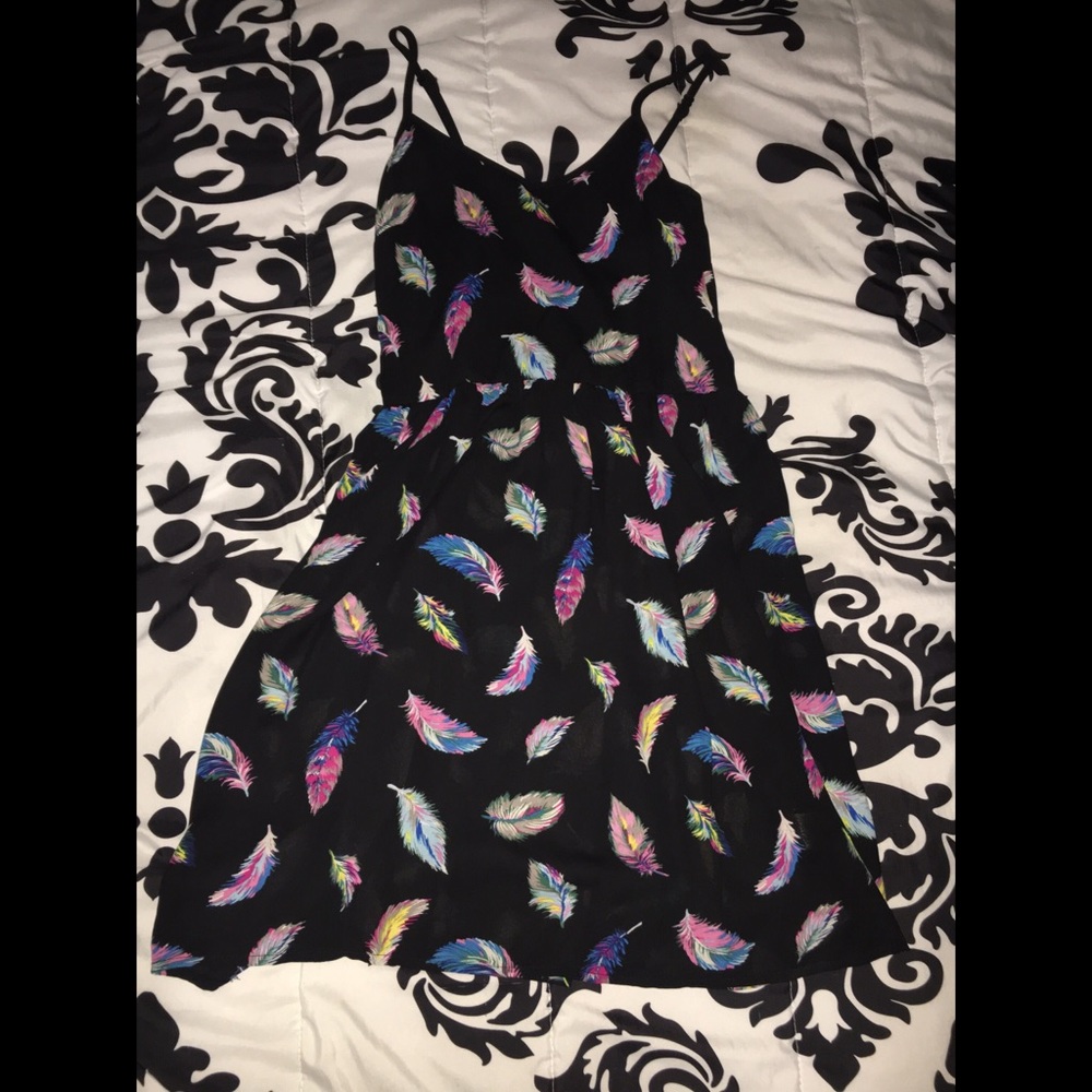 Feather Patterned Tank Top Dress